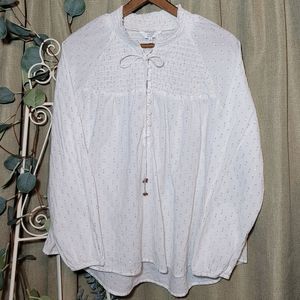 Crown & Ivy White Smocked Blouse